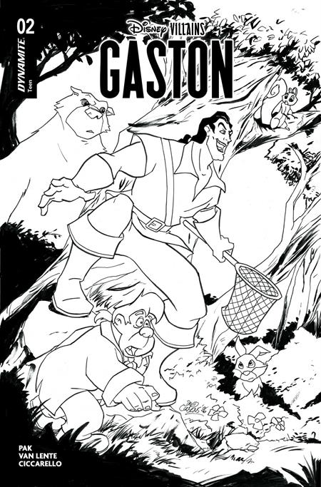 DISNEY VILLAINS GASTON #2 CVR E INC 1:10 DAVID COUSENS LINE ART VAR