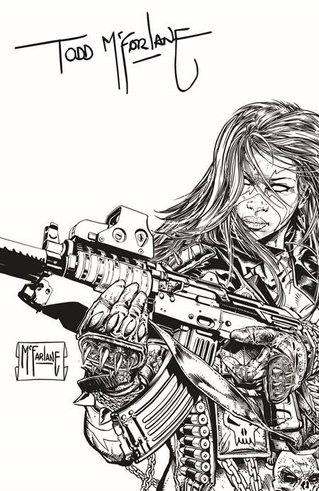 SHE-SPAWN #1 (OF 5) CVR J INC 1:250 TODD MCFARLANE B&W SIGNED VAR