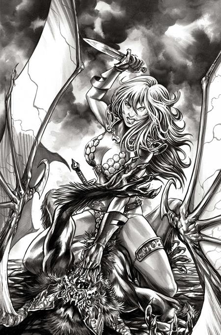 RED SONJA SHE DEVIL WITH A SWORD #3 CVR P INC 1:7 MIKE ROOTH B&W VIRGIN VAR