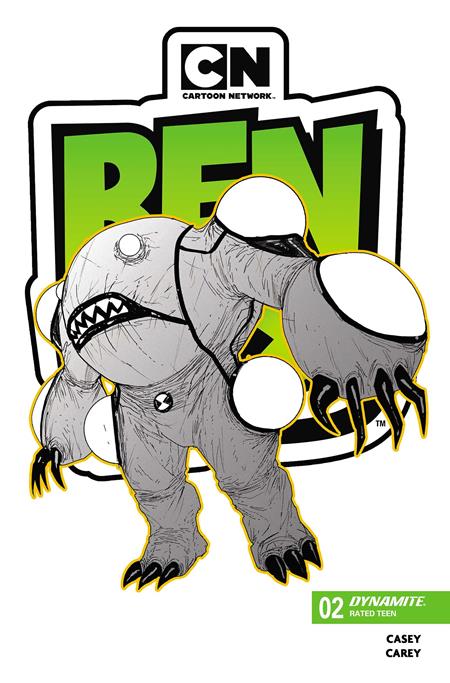 BEN 10 #2 2ND PRINTING CVR B INC 1:7 ROBERT CAREY B&W VAR
