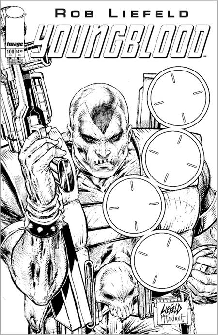 YOUNGBLOOD #100 2ND PRINTING CVR C B&W BLANK GUN SIGHT VAR