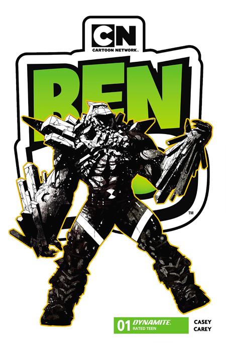 BEN 10 #1 4TH PRINTING CVR B INC 1:7 ROBERT CAREY B&W VAR