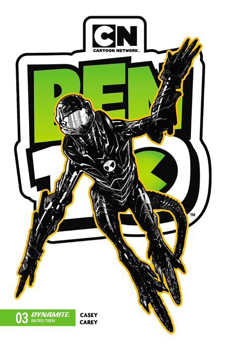 BEN 10 #3 2ND PRINTING CVR B INC 1:7 ROBERT CAREY B&W VAR