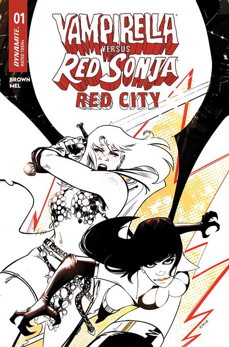 VAMPIRELLA VS RED SONJA RED CITY #1 CVR L INC 1:5 SEBASTIAN PIRIZ LINE ART VAR