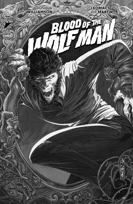 UNIVERSAL MONSTERS BLOOD OF THE WOLF MAN #3 (OF 4) CVR D INC 1:25 EVAN CAGLE B&W CLASSIC HORROR VAR