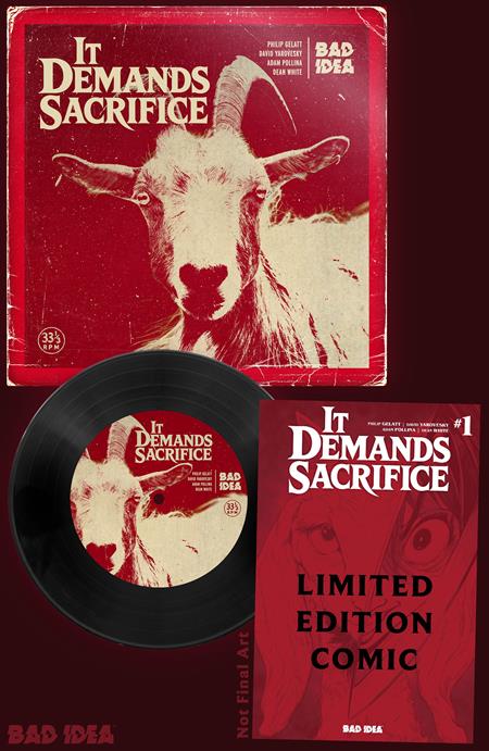 IT DEMANDS SACRIFICE #1 (OF 4) CVR I INC 1:250 ADAM POLLINA BOOK AND VINYL RECORD VAR