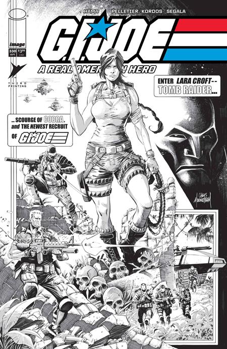 GI JOE A REAL AMERICAN HERO #330 3RD PRINTING CVR B CHRIS MOONEYHAM B&W VAR