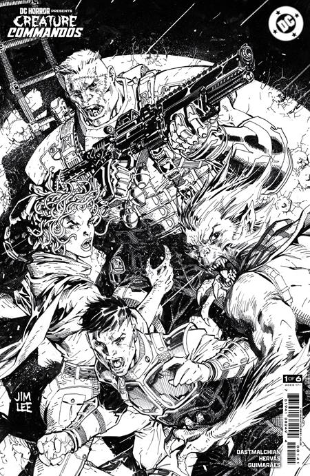 DC HORROR PRESENTS CREATURE COMMANDOS #1 (OF 6) CVR D INC 1:25 JIM LEE BLACK & WHITE CARD STOCK VAR