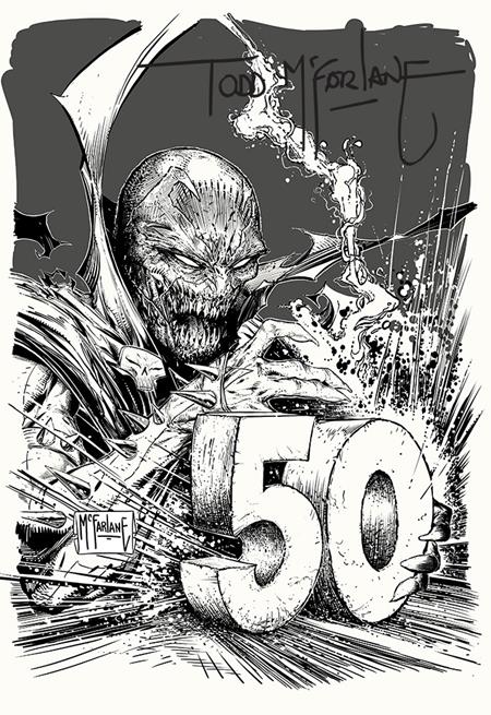 KING SPAWN #50 CVR G INC 1:250 TODD MCFARLANE SIGNED B&W INKS VAR (With CGC Grading Certificate)