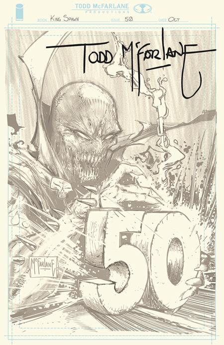 KING SPAWN #50 CVR H INC 1:1000 TODD MCFARLANE VIRGIN SKETCH SIGNED VAR (With CGC Grading Certificate)