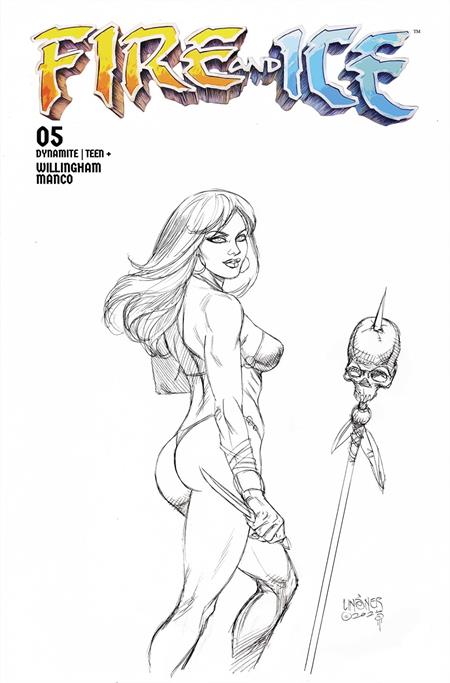 FIRE AND ICE #5 CVR F INC 1:10 JOSEPH MICHAEL LINSNER LINE ART VAR