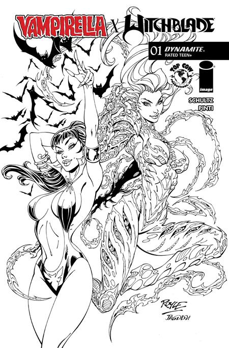 VAMPIRELLA X WITCHBLADE SPECIAL #1 (ONE SHOT) CVR Q INC 1:7 JOHN ROYLE LINE ART TRADE DRESS VAR