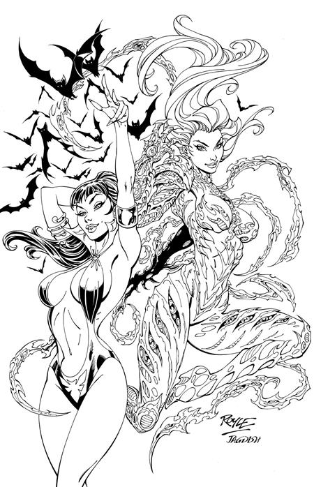 VAMPIRELLA X WITCHBLADE SPECIAL #1 (ONE SHOT) CVR R INC 1:10 JOHN ROYLE LINE ART VIRGIN VAR