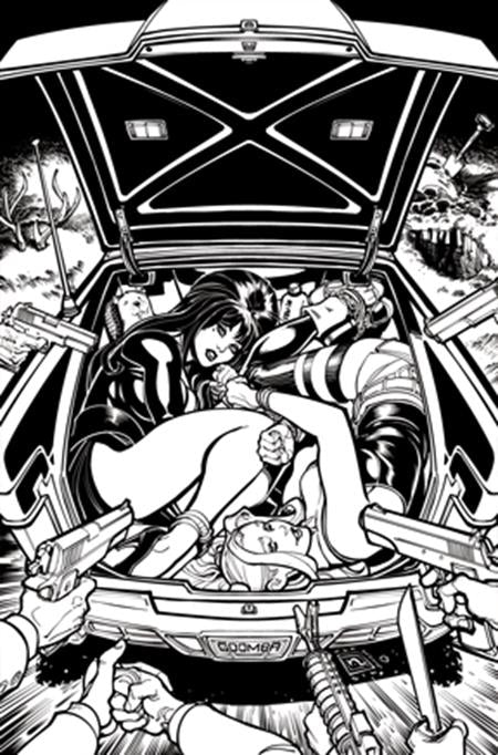 HARLEY QUINN X ELVIRA #2 CVR O INC 1:15 CHAD HARDIN LINE ART VIRGIN VAR