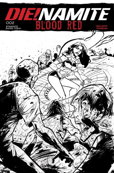 DIE!NAMITE BLOOD RED #2 CVR I INC 1:5 DAVID COUSENS LINE ART FOC BONUS VAR