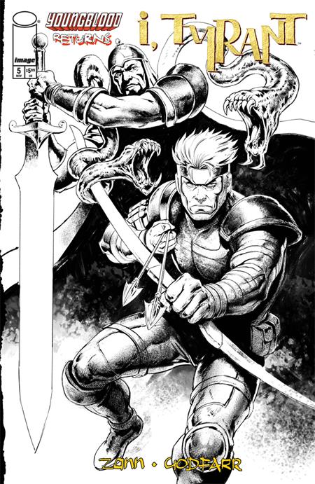 I TYRANT #5 CVR E GODFARR YOUNGBLOOD B&W TEAM UP VIRGIN VAR