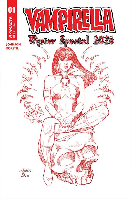 VAMPIRELLA WINTER SPECIAL 2026 #1 CVR J INC 1:7 JOSEPH MICHAEL LINSNER FIERY RED LINE ART VAR