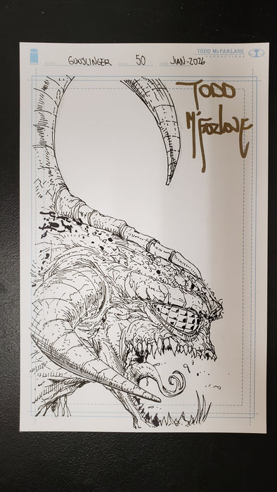 GUNSLINGER SPAWN #50 CVR H INC 1:1000 TODD MCFARLANE SIGNED PENCIL VAR (With Sketch & CGC Grading Certificate)