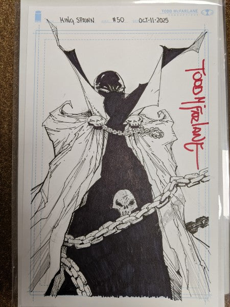 KING SPAWN #50 CVR H INC 1:1000 TODD MCFARLANE VIRGIN SKETCH SIGNED VAR (With CGC Grading Certificate)