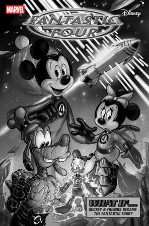 FANTASTIC FOUR (2022) #30 1:100 CIRO CANGIALOSI BLACK AND WHITE DISNEY WHAT IF? FANTASTIC FOU R HOMAGE VARIANT [DOOM]