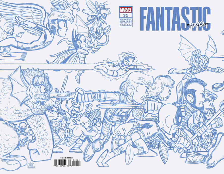 FANTASTIC FOUR (2022) #31 1:50 CHRIS GIARRUSSO MARVEL UNIVERSE CONNECTING BLUE LINE SKETCH VARIANT A [DOOM]