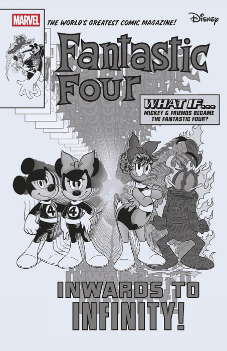 FANTASTIC FOUR (2022) #33 1:100 GIULIA LOMURNO BLACK AND WHITE DISNEY WHAT IF? FANTASTIC FOUR HOMAGE VARIANT [DOOM]