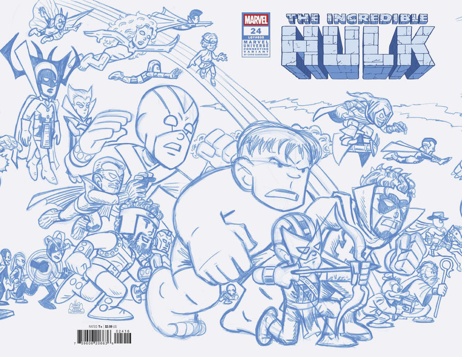 INCREDIBLE HULK (2023) #24 1:50 CHRIS GIARRUSSO MARVEL UNIVERSE CONNECTING BLUE LINE SKETCH VARIANT E