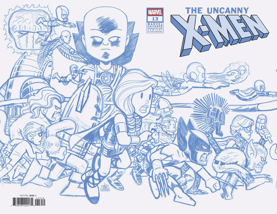 UNCANNY X-MEN #13 1:50 CHRIS GIARRUSSO MARVEL UNIVERSE CONNECTING BLUE LINE SKETCH VARIANT N