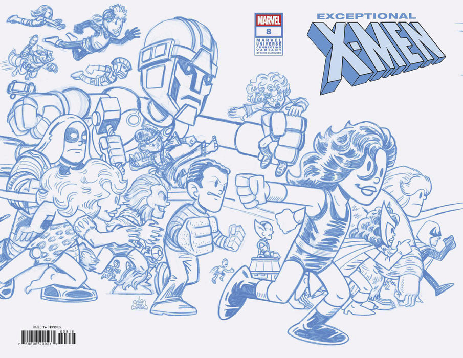 EXCEPTIONAL X-MEN #8 1:50 CHRIS GIARRUSSO MARVEL UNIVERSE CONNECTING BLUE LINE SKETCH VARIANT K