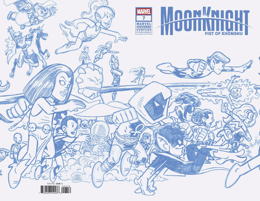 MOON KNIGHT: FIST OF KHONSHU #7 1:50 CHRIS GIARRUSSO MARVEL UNIVERSE CONNECTING BLUE LINE SKETCH VARIANT I