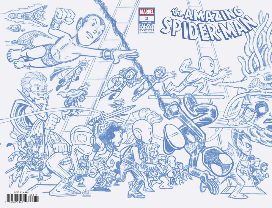 AMAZING SPIDER-MAN (2025) #2 1:50 CHRIS GIARRUSSO MARVEL UNIVERSE CONNECTING BLUE LINE SKETCH VARIANT L