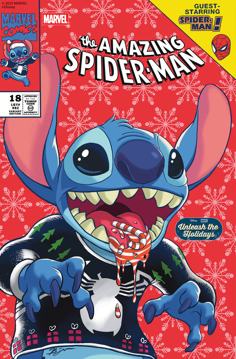 AMAZING SPIDER-MAN (2025) #18 BEN SU DISNEY STITCH UNLEASH THE HOLIDAYS VARIANT