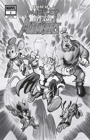 MARVEL & DISNEY: WHAT IF...? MICKEY & FRIENDS BECAME THE AVENGERS #1 1:100 ALESSANDRO PASTROVICCHIO BLACK AND WHITE VARIANT