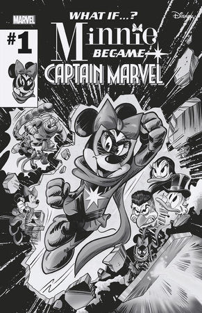 MARVEL & DISNEY: WHAT IF...? MINNIE BECAME CAPTAIN MARVEL #1 1:100 GIADA PERISSONOTTO BLACK AND WHITE VARIANT
