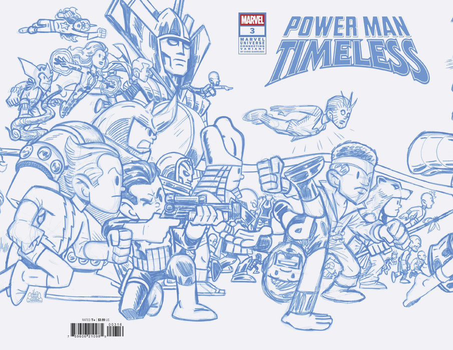POWER MAN: TIMELESS #3 1:50 CHRIS GIARRUSSO MARVEL UNIVERSE CONNECTING BLUE LINE SKETCH VARIANT J