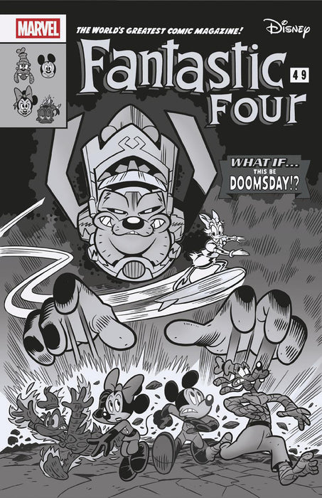 FANTASTIC FOUR (2025) #1 1:100 LORENZO PASTROVICCHIO BLACK AND WHITE DISNEY WHAT IF? FANTASTIC FOUR HOMAGE VARIANT