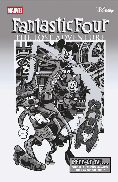 FANTASTIC FOUR (2025) #3 1:100 VITALE MANGIATORDI BLACK AND WHITE DISNEY WHAT IF? FANTASTIC FOUR HOMAGE VARIANT