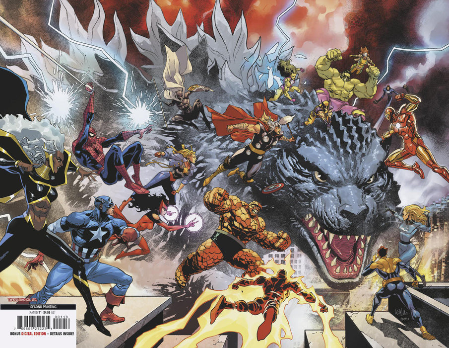 GODZILLA VS. FANTASTIC FOUR #1 1:25 LEINIL YU WRAPAROUND RATIO VIRGIN 2ND PRINTING VARIANT