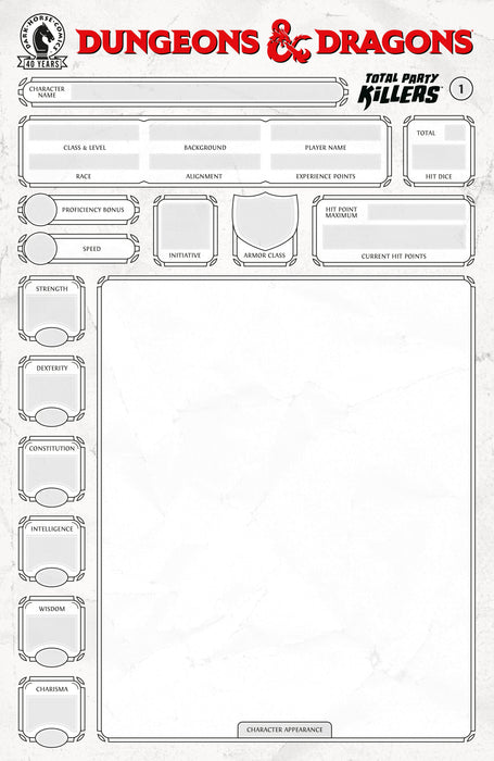 Dungeons & Dragons: Total Party Killers #1 (CVR E) (Blank cover-Character Sheet)
