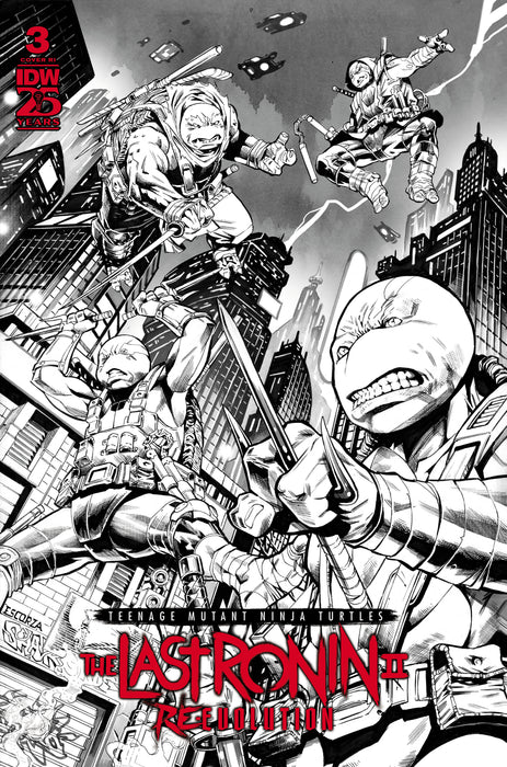 Teenage Mutant Ninja Turtles: The Last Ronin II--Re-Evolution #3 Variant RI (1:75) (Escorzas B&W)