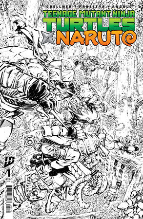 Teenage Mutant Ninja Turtles x Naruto #1 Variant RI (10) (Corona B&W) Second Printing