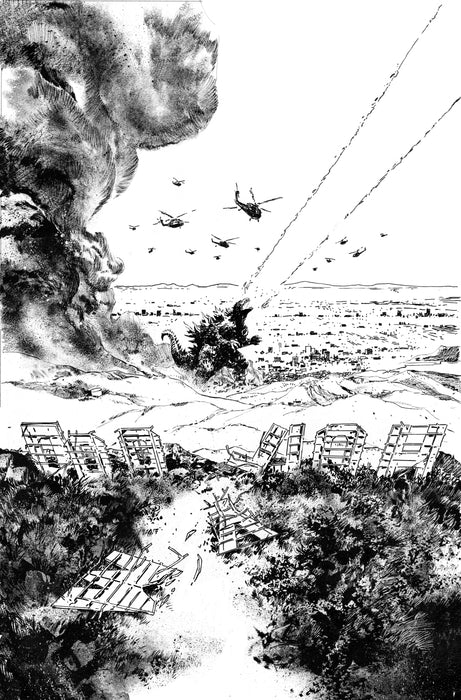 Godzilla Vs. America: Los Angeles Variant RI (25) (Hardman Full Art B&W)