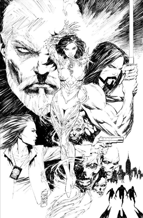 Witchblade (2024) #1 Cover H (1:250 copy incentive) line art by Marc Silvestri, virgin cover, B&W inks