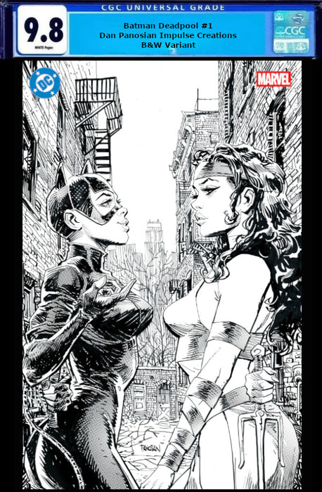 DC MARVEL BATMAN DEADPOOL #1 (ONE SHOT) Dan Panosian Impulse Creations Exclusive  (Black & White) (CGC 9.8)