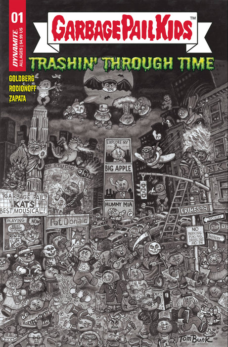 GARBAGE PAIL KIDS THROUGH TIME #1 CVR F 10 COPY INCV BUNK B&W