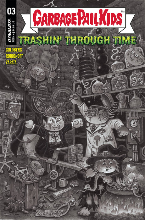 GARBAGE PAIL KIDS THROUGH TIME #3 CVR F 10 COPY INCV BUNK B&W