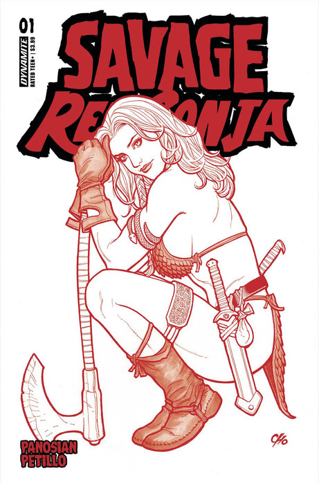 SAVAGE RED SONJA #1 CVR O 10 COPY FOC INCV CHO FIERY RED LINE ART