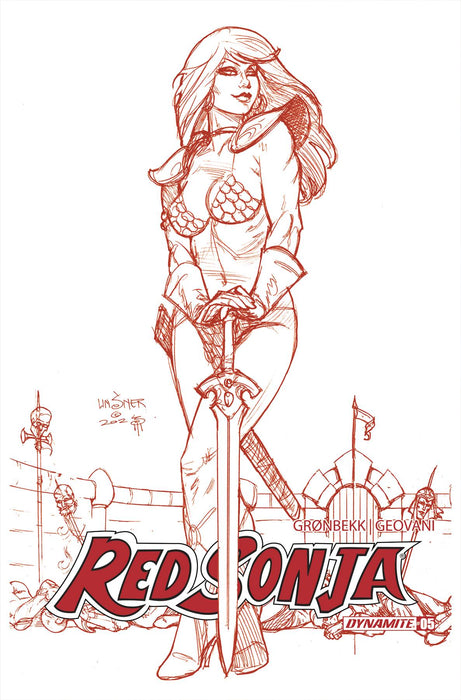 RED SONJA 2023 #5 CVR Q 10 COPY FOC INCV LINSNER FIERY RED LINE ART