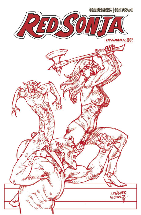 RED SONJA 2023 #6 CVR Q 10 COPY FOC INCV LINSNER FIERY RED LINE ART