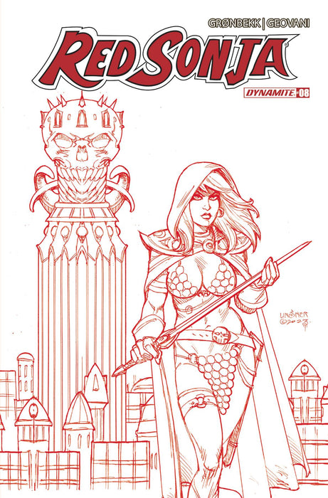 RED SONJA 2023 #8 CVR Q 10 COPY FOC INCV LINSNER FIERY RED LINE ART